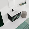 30'' Floating Wall Mounted Bathroom Vanity With Ceramics Sink & Soft Close Cabinet Door, Kd Package Black 2 Soft Close Doors Bathroom Wall Mounted Modern Plywood