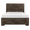 Rustic Brown Finish Queen Bed Clipped Corners Transitional Style Wooden Bedroom Furniture 1Pc Panel Bed Box Spring Required Queen Brown Wood Bedroom Transitional Wood