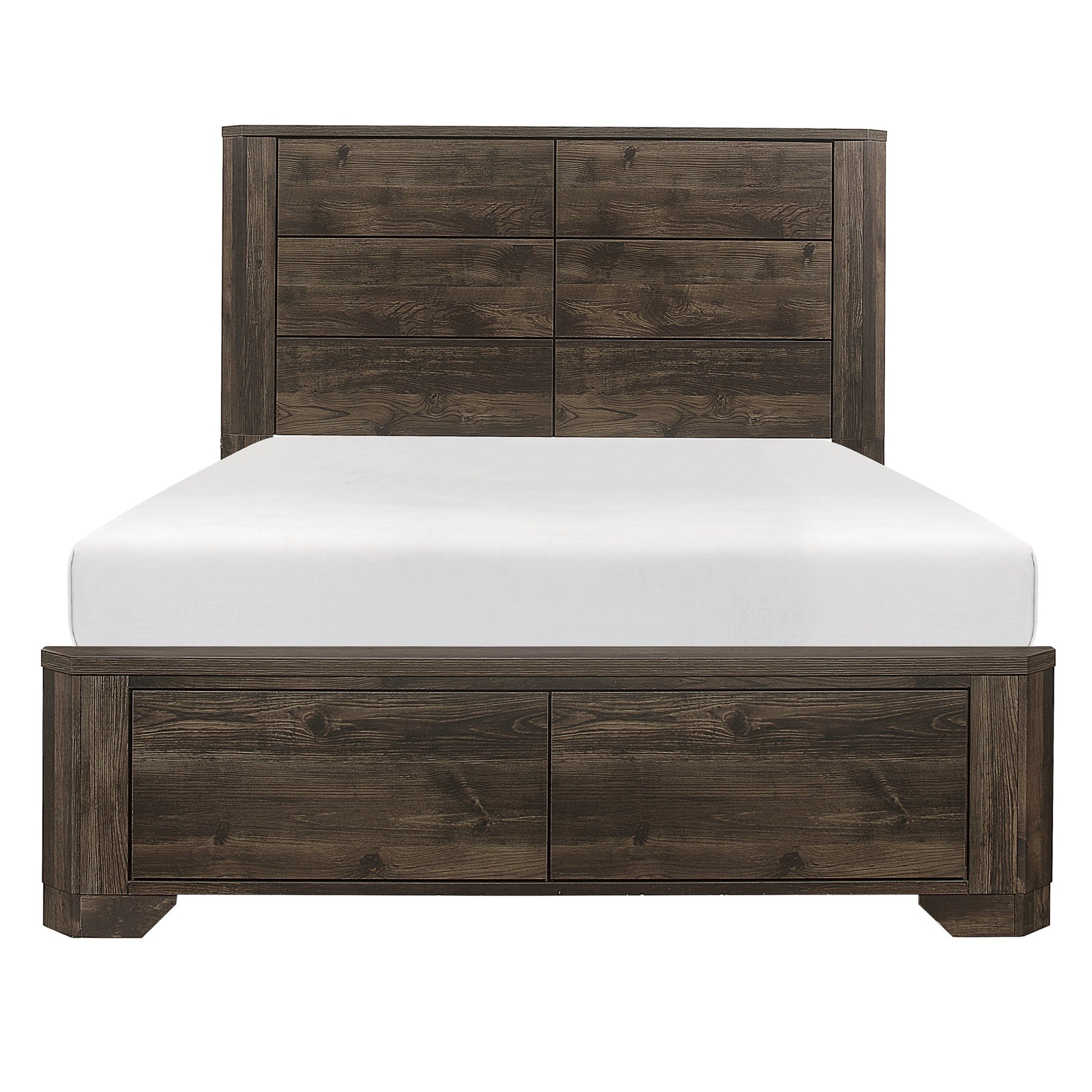 Rustic Brown Finish Queen Bed Clipped Corners Transitional Style Wooden Bedroom Furniture 1Pc Panel Bed Box Spring Required Queen Brown Wood Bedroom Transitional Wood