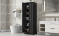 Storage Cabinet With Two Doors For Bathroom, Office, Adjustable Shelf, Mdf Board, Black Black Mdf