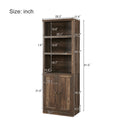 1 Doors Bookshelf With Usb Port And 3 Open Shelves Bookcase Side Cabinet Storage Shelves, Rustic Brown Brown Pine
