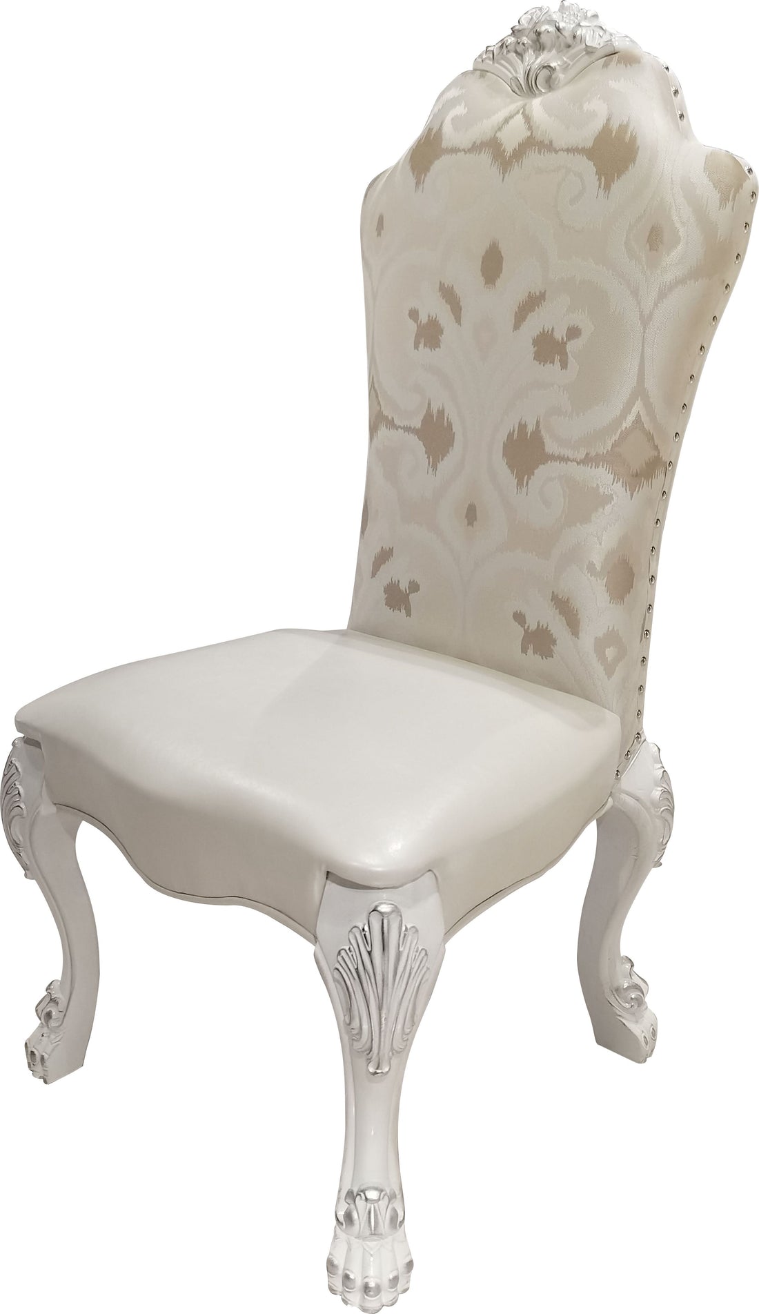 Ivory And Bone White Side Chair With Claw Legs Set Of 2 Solid Ivory Dining Room Side Chair Solid Back Set Of 2 Wood Fabric