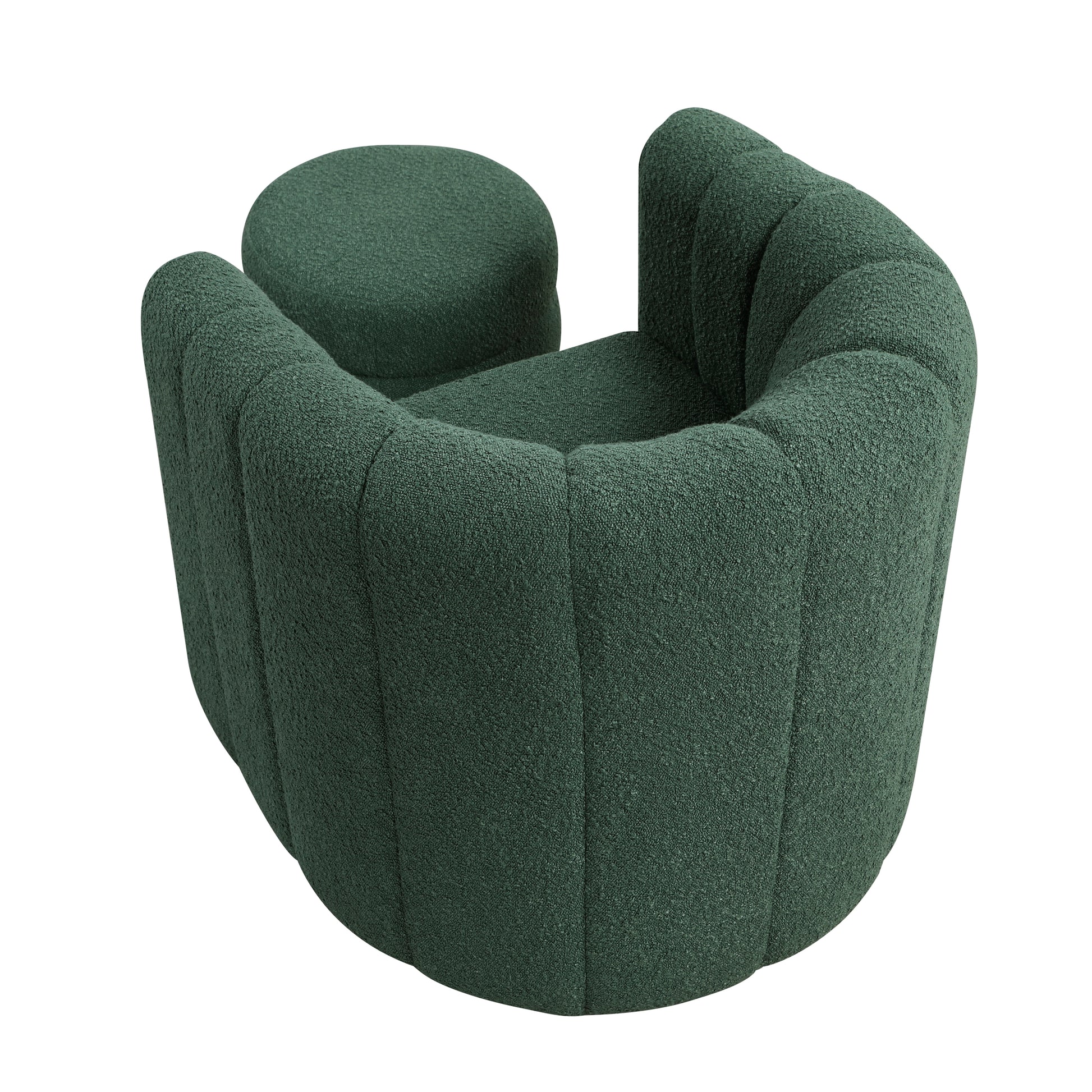 Modern Contemporary Swivel Chair With Ottoman Green Boucle Fabric Upholstery Solid Wood Living Room Furniture Green Primary Living Space Contemporary,Modern Plywood,Solid Wood