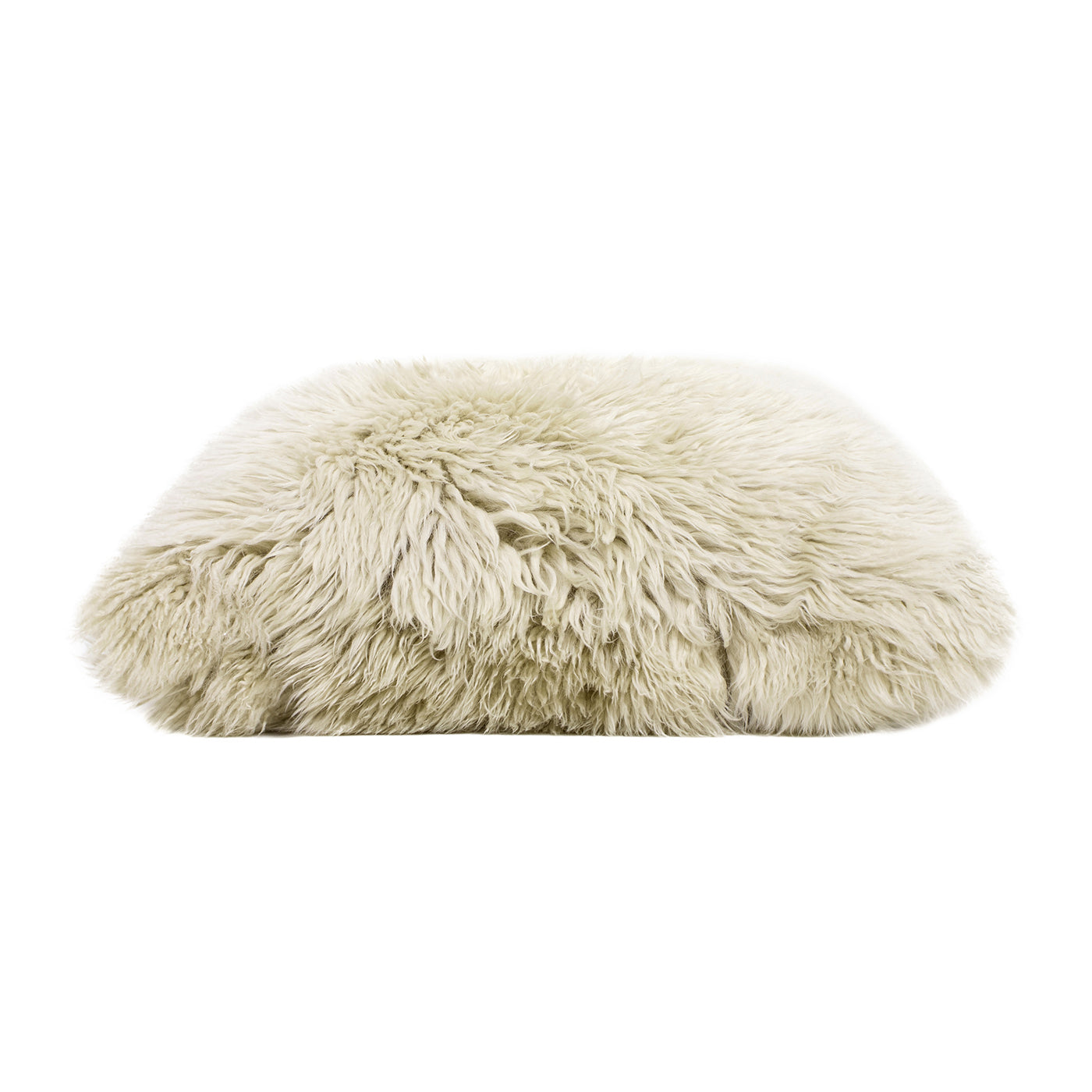 Astrid 20" Square Accent Throw Pillow Cover With Feather Insert, Taupe Beige Genuine Fur Taupe Natural Down Filling Fur