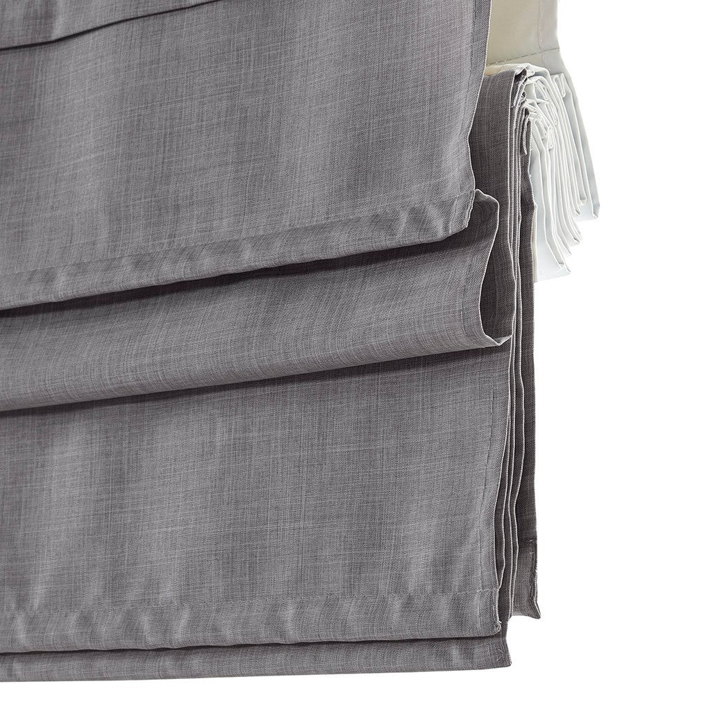 Faux Linen Cordless Total Blackout Roman Shade Grey Polyester