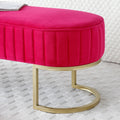 Bench Bedroom Bench ,Velvet Oval Upholstered End Of Bed Bench With Golden Metal Legs ,48