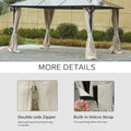 Outsunny 10' X 12' Gazebo Sidewall Set With 4 Panels, Hooks C Rings Included For Pergolas & Cabanas, Beige Beige Polyester