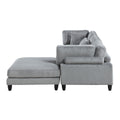 Living Room Furniture 4 Piece Modular Sectional Sofa Set Gray Corduroy Soft Cushion Pillows Solid Wood Legs Gray Corduroy Wood Primary Living Space Contemporary,Modern Modular Plywood,Solid Wood 4