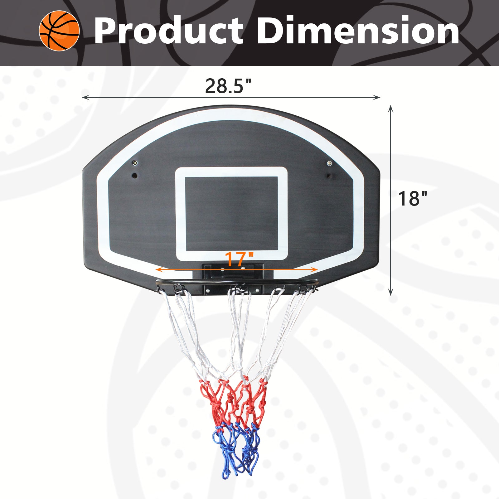 Wall Mounted Basketball Hoop, 28.5 X 18 Inches Shatterproof Back, Folding Hoop, Durable Hoop And All Weather Mesh For Indoor And Outdoor Use Black Blue Iron