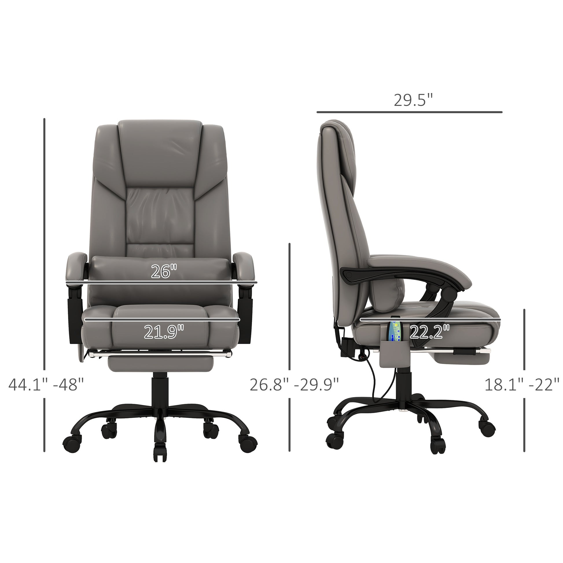 Vinsetto High Back Vibration Massage Office Chair With 6 Points Remote Gray Faux Leather