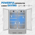 Commercial Display Refrigerator, Upright Swing Glass Door Merchandiser Fridge With Led Lightning, Reach In Beverage Cooler For Shop Restaurant, Etl Approved, 17.1 Cu. Ft, Silver Silver Steel