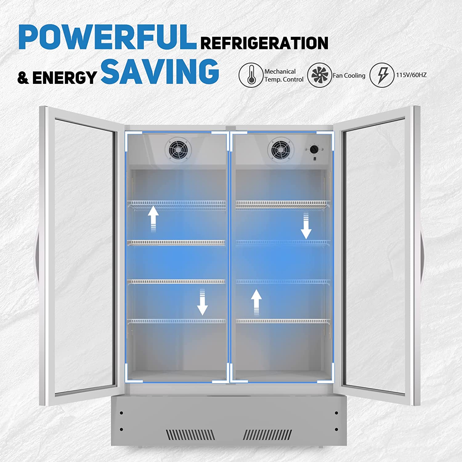 Commercial Display Refrigerator, Upright Swing Glass Door Merchandiser Fridge With Led Lightning, Reach In Beverage Cooler For Shop Restaurant, Etl Approved, 17.1 Cu. Ft, Silver Silver Steel