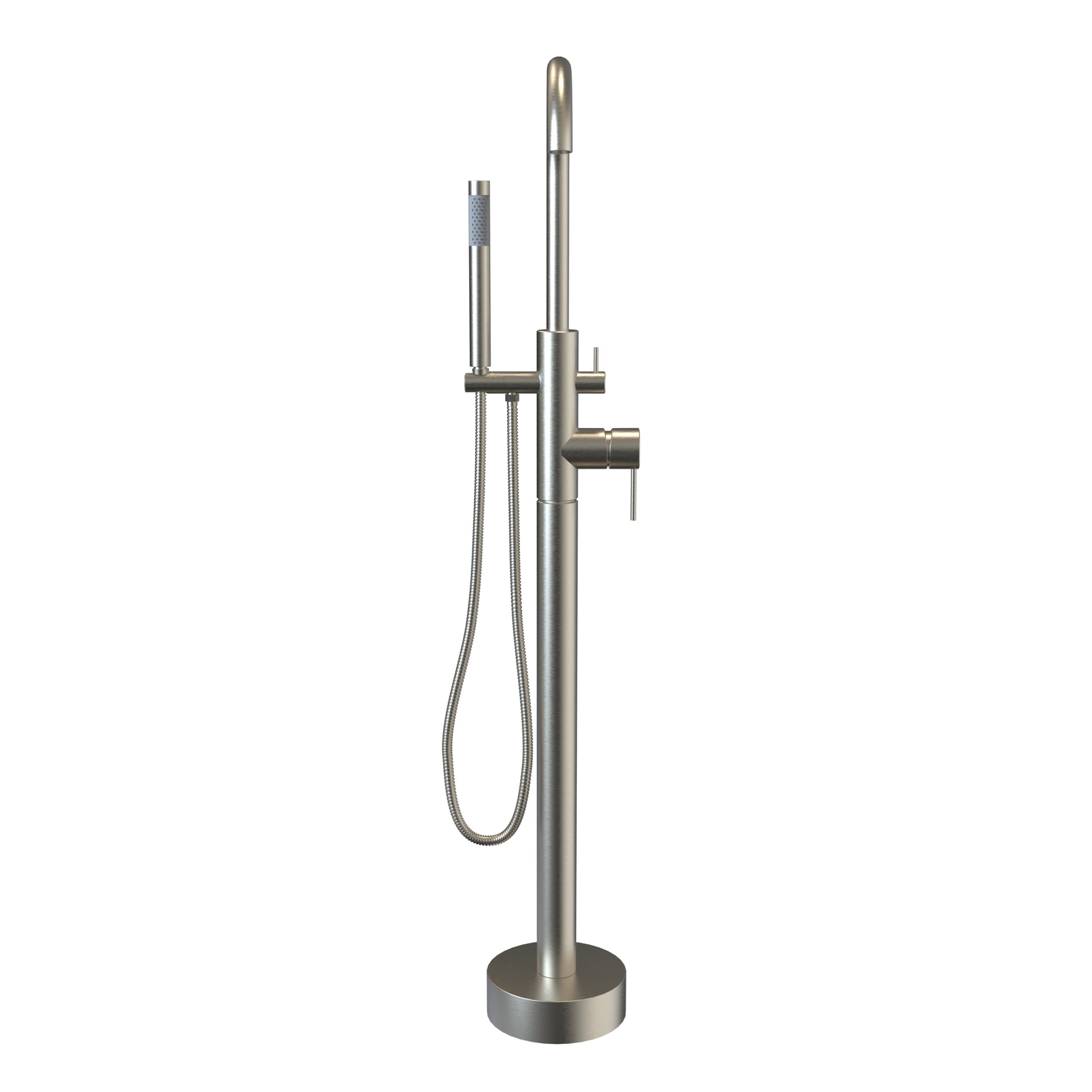 Brushed Freestanding Bathtub Faucet With Hand Shower Brushed Nickel Side Sprayer Floor Mounted Bathroom 2 Hole Faucets Stainless Steel Manual