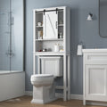 Over The Toilet Storage Cabinet, Space Saving Bathroom Cabinet, With Adjustable Shelves And A Barn Door 27.16 X 9.06 X 67 Inch White Mdf