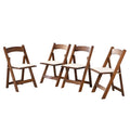 Upholstered Folding Chair, Space Saving, Easy To Carry, 4Pcs, Walnut Shelf Beige Cushion,Dining Room Natural Walnut Solid Wood
