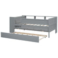 Multi Functional Twin Daybed With Drawers And Trundle, Headboard Storage And Tables, Usb Charging Station, Gray Box Spring Not Required Twin Gray Wood Daybeds Pine