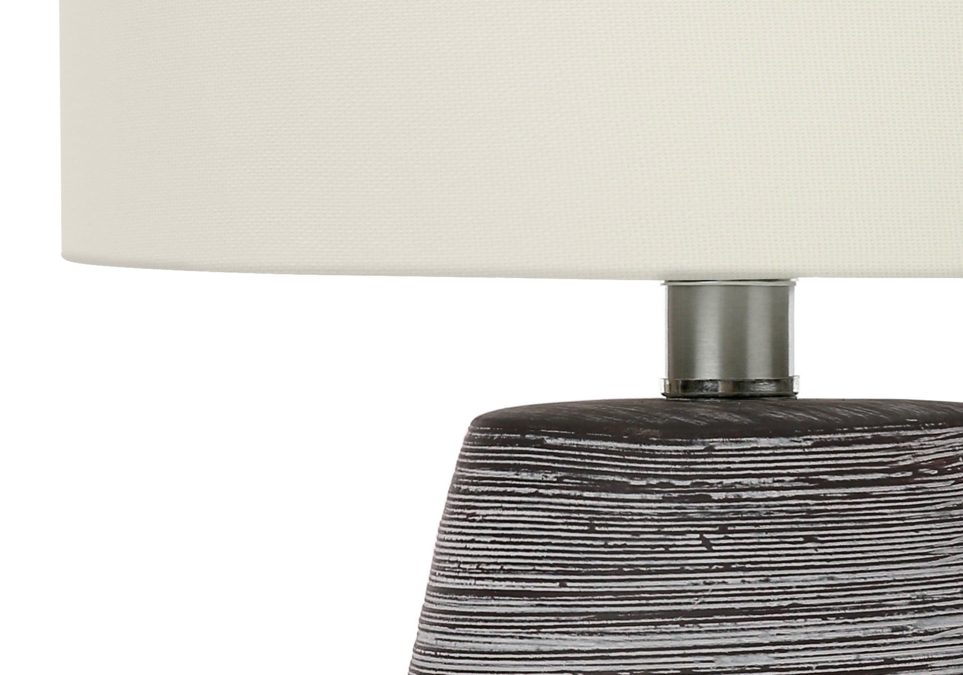 Lighting, 19"H, Table Lamp, Grey Ceramic, Ivory Cream Shade, Contemporary Grey Ceramic