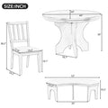 5 Piece Rustic Charm Round Dining Set With 3 Upholstered Chairs And Curved Bench For Dining Room, Kitchen And Living Room Natural Natural Rubber Wood