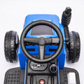 12V Kids Ride On Electric Tractor Black Knight,Kids Ride On Toy.2Wd,Non Skid Tires, Steering Wheel, Foot Pedal,With Removable Storage Tug,Light,Bluetooth,Music,Mp3,Usb,Power Display For Kids Aged 3 . Blue 50 99 Lbs Polypropylene