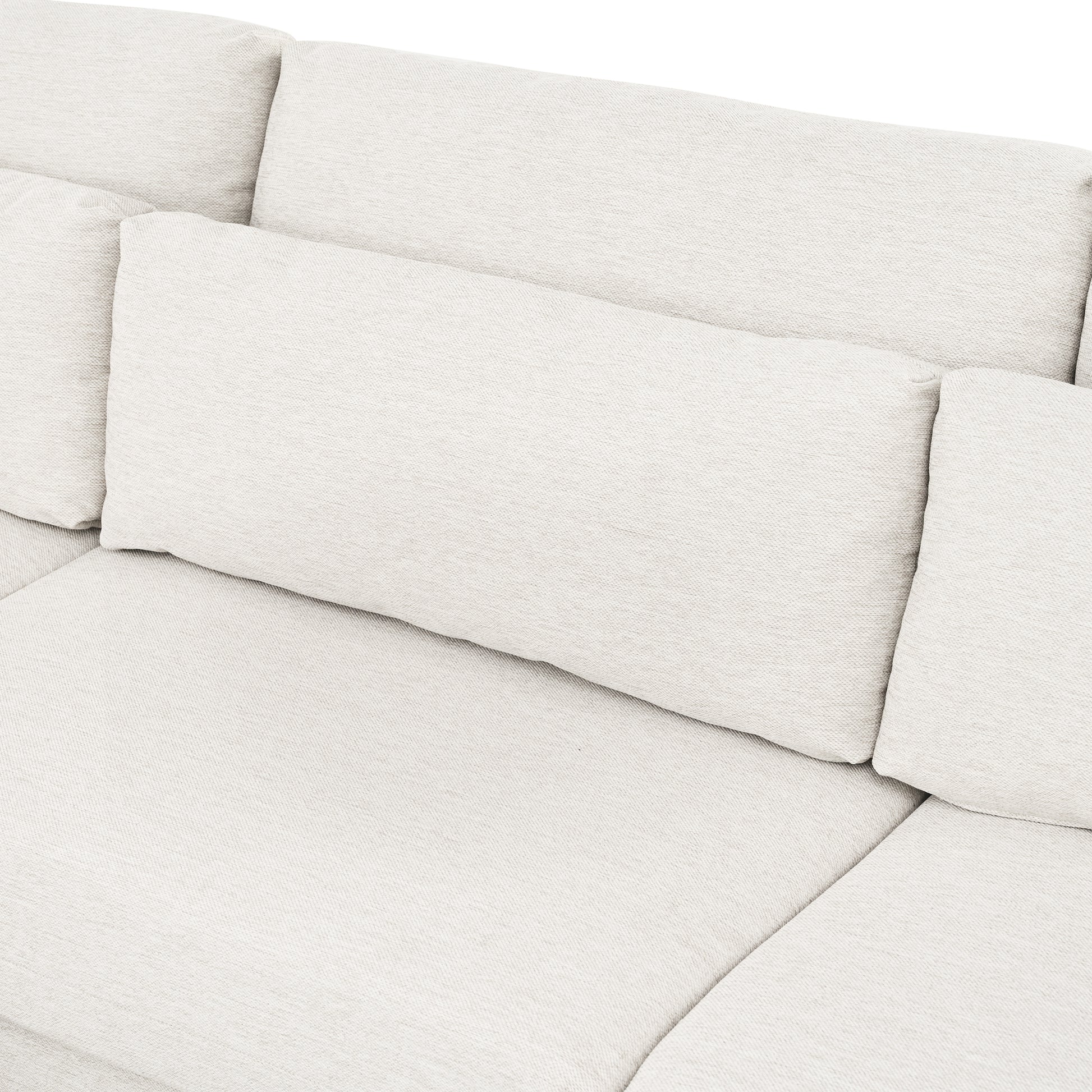 Modern Modular Sectional Sofa With Movable Ottoman, 110 Inch 4 Seat Sofa Set With 5 Pillows, Unique Piping Stitch Design, Convertible L Shaped Sofa For Living Room, Office & Spacious Rooms Beige