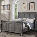 Grey Sleigh Design Headboard Fb 1Pc California King Size Panel Bed Beautiful Wooden Bedroom Furniture Antique Gray Oak Finish Box Spring Required California King Antique Gray,Gray Wood Bedroom