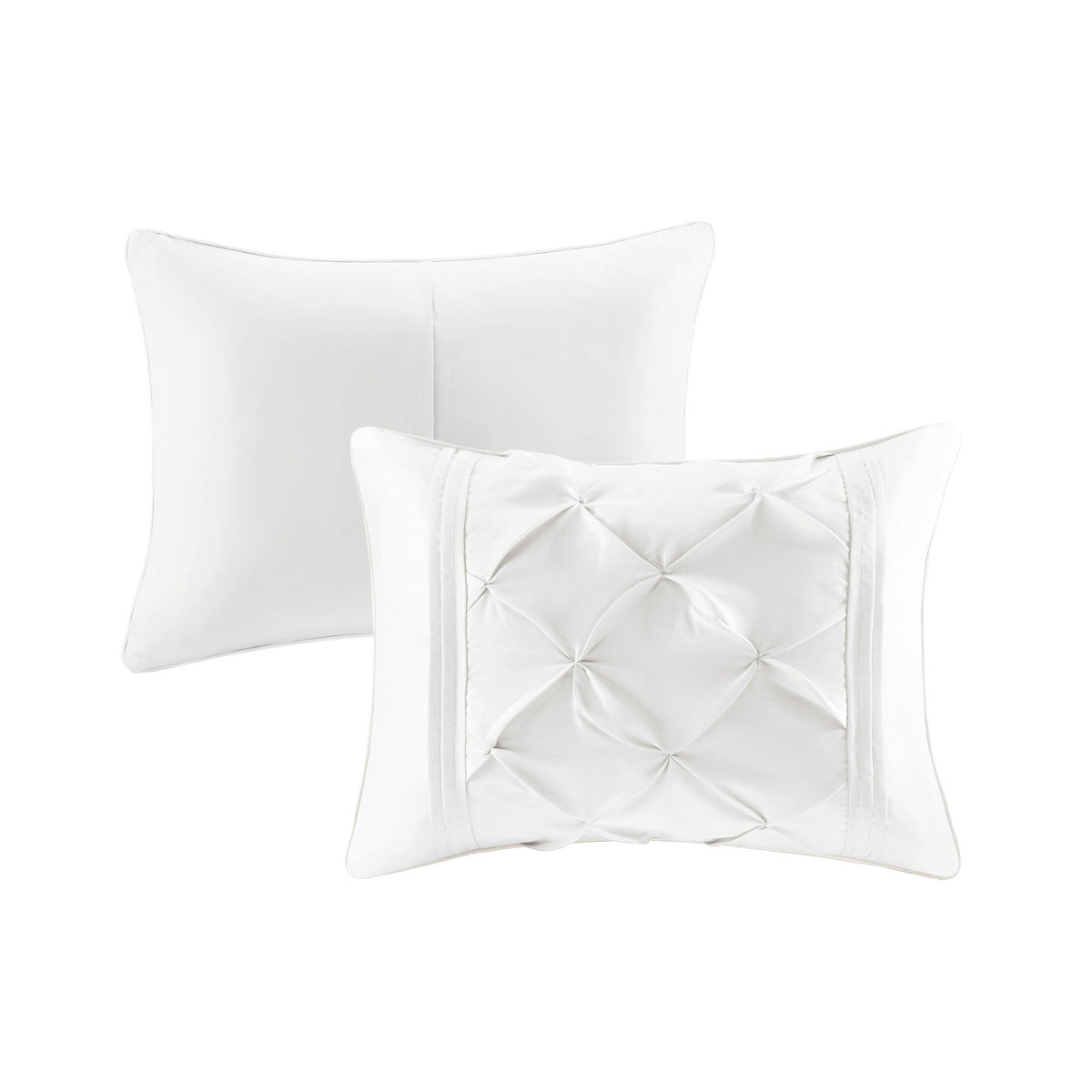 7 Piece Tufted Comforter Set White King King White Polyester