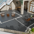Patio Floor Tiles Pack Of 11 Wpc Wood Plastic Composite Patio Deck Tiles Diy Interlocking Decking Tiles, Quick Deck Floor Tile, Court Tile, Water Resistant Indoor Outdoor 11.8