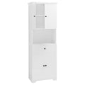 Tall Bathroom Cabinet With Four Doors, Large Storage Space Open Shelve, Upper Storage Cabinet, White White Mdf