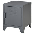 Homcom Industrial End Table, Living Room Side Table With Locker Style Door And Adjustable Shelf, Grey Grey Steel