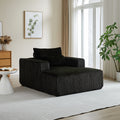 62.5 Inch Corduroy Sponge Sofa Lounge Chair,No Assembly Required,Fluffy Modern Sleeper Chair For Indoor Living Room Bedroom Black Foam Corduroy 1 Seat
