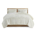 Shaggy Long Fur Comforter Mini Set Queen Ivory Polyester