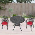 Cushions In Random Colors 3 Piece Set Of Cast Aluminum Patio Furniture With Cushions Yes Dining Set Black Seats 2 Rust Resistant Frame Water Resistant Cushion Garden & Outdoor Complete Patio Sets Aluminium