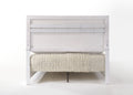 White High Gloss Queen Bed Box Spring Required Queen White Wood White Bedroom Contemporary Panel Wood