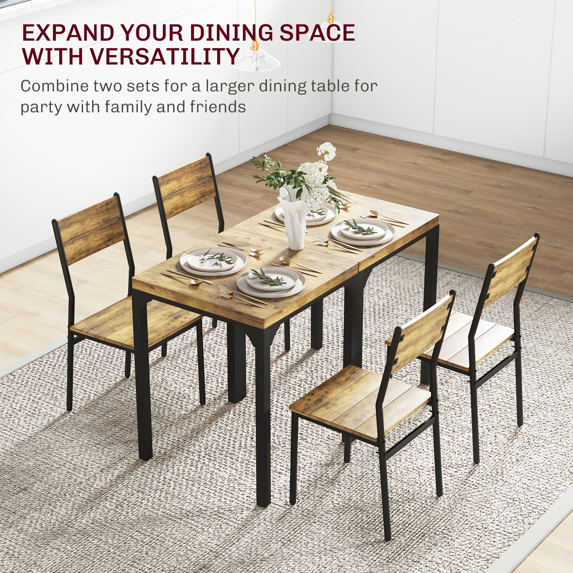 Homcom 3 Piece Dining Table Set For 2, Modern Kitchen Table And Chairs, Dining Room Set For Breakfast Nook, Small Space, Apartment, Space Saving, Rustic Brown Rustic Brown Mdf