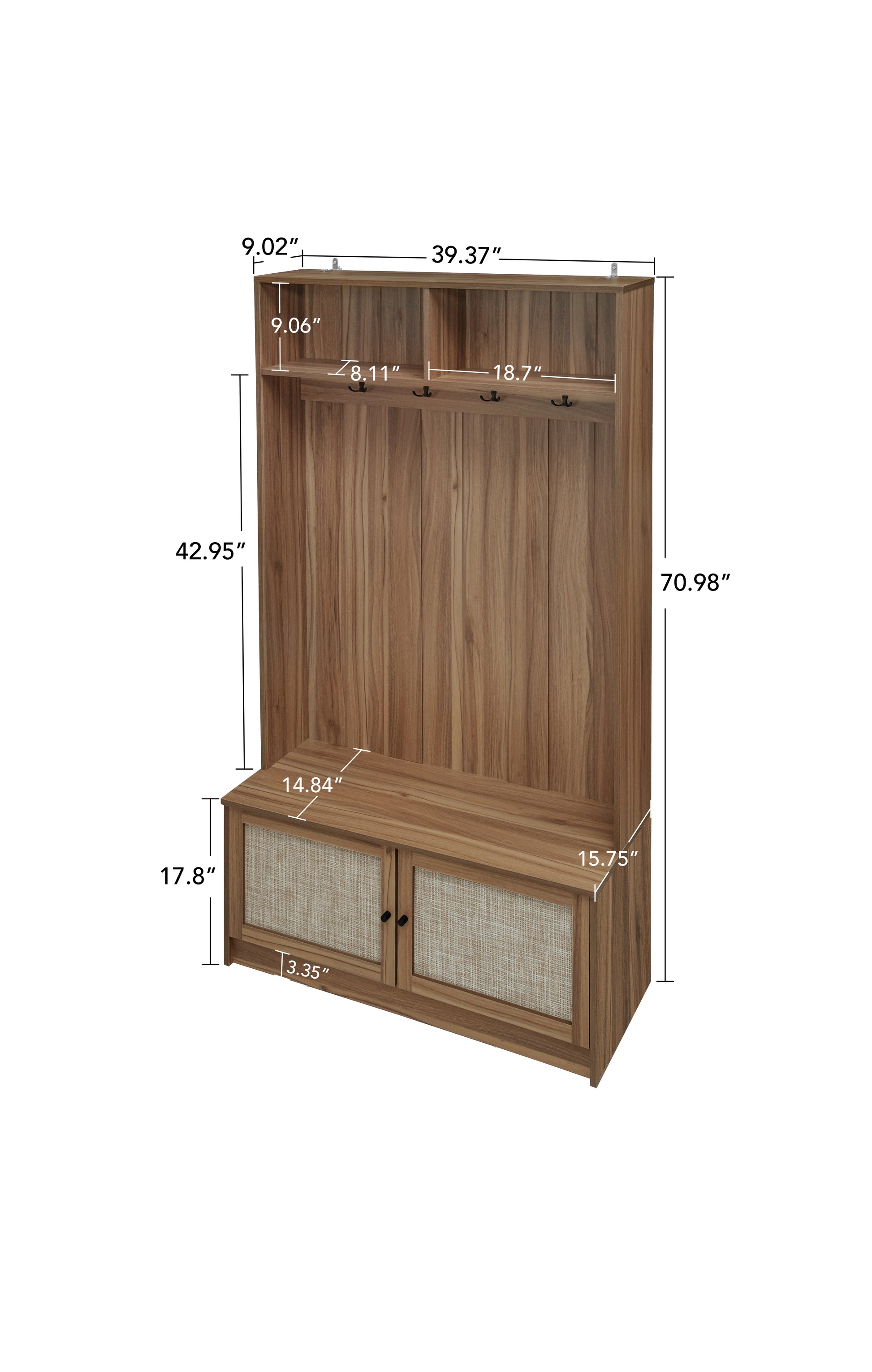 Closet, Suitable For Living Room, Entryway, Bedroom Walnut Mdf