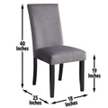 Napoli Velvet Side Chair Set Of 2 Gray Dark Gray Wood