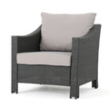 Antibes Armchair 2Pcs Grey Pe Rattan Iron Waterproof Fabric