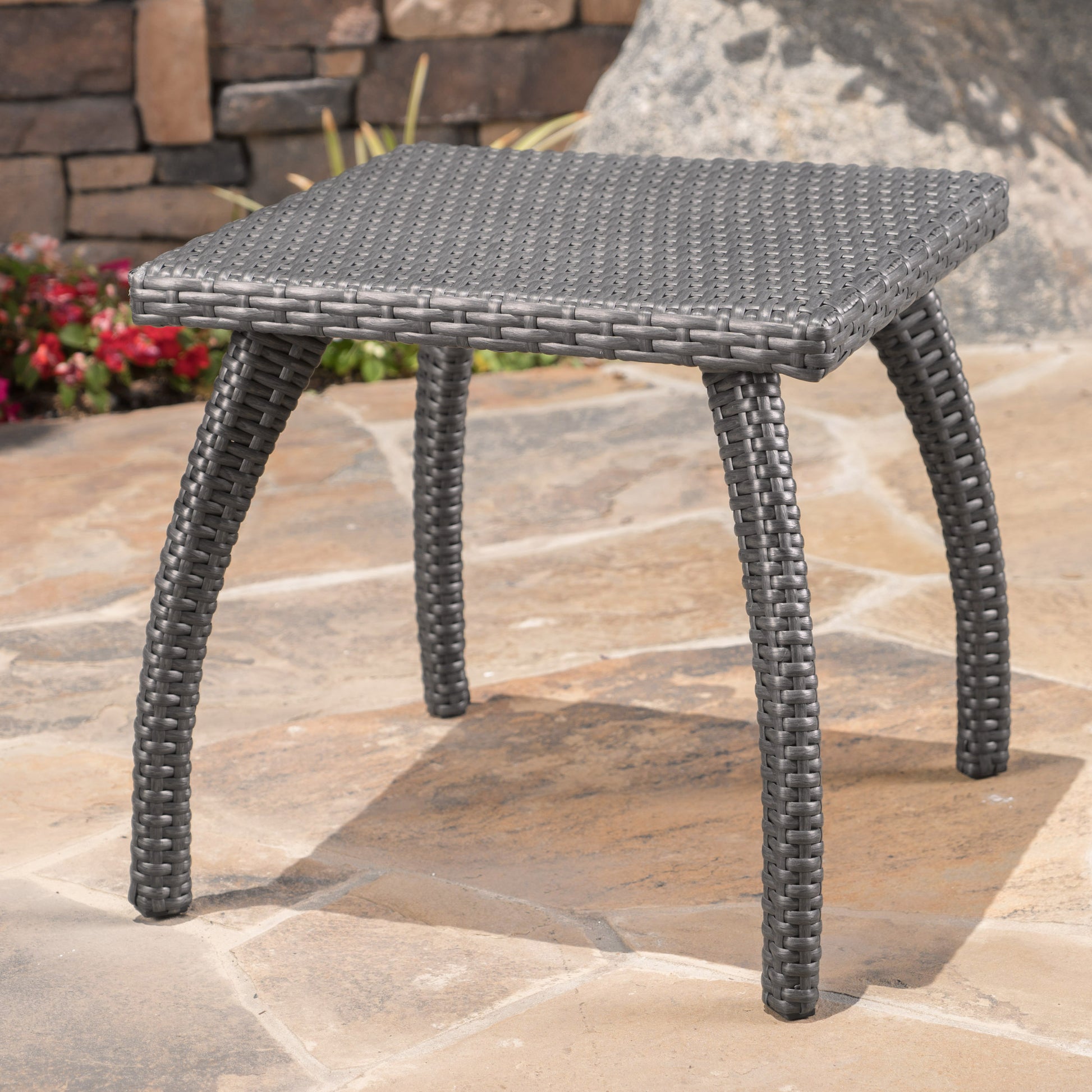 Honolulu Brown Side Table Grey Rattan