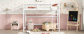 Twin Size High Loft Bed With Inclined Ladder, Guardrails,White Twin White American Design Pine