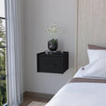 Elfrida Wall Mounted Nightstand, Sleek Single Drawer Design With Spacious Top Shelf Black 1 Drawer Floating Contemporary Melamine Engineered Wood