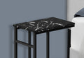 Accent Table, C Shaped, End, Side, Snack, Living Room, Bedroom, Black Marble Look Laminate, Black Metal, Contemporary, Modern Black Particle Board