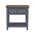Americana 24 Inch End Table, No Assembly Required, Corduroy Blue Finish Blue Rubberwood Rubber Wood