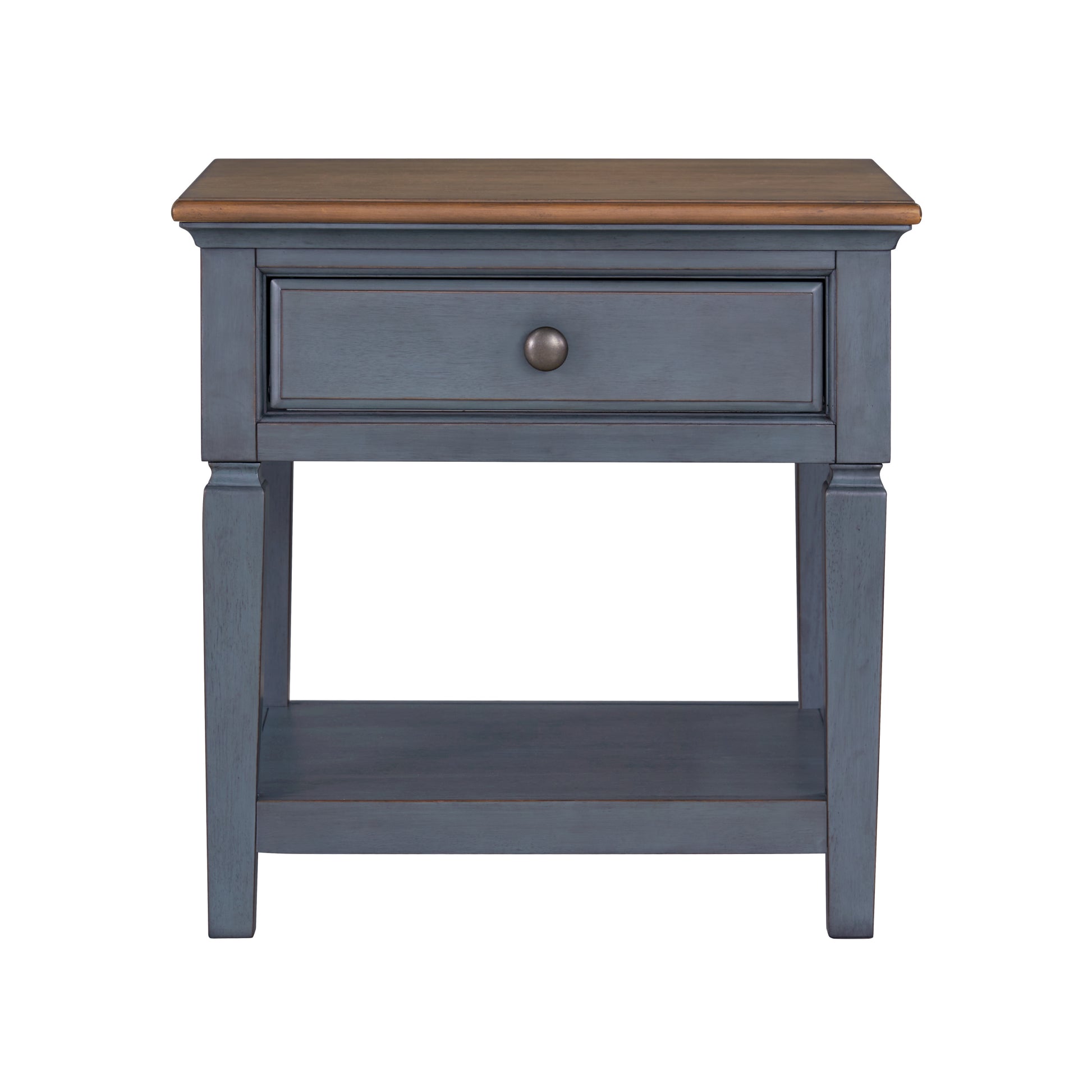 Americana 24 Inch End Table, No Assembly Required, Corduroy Blue Finish Blue Rubberwood Rubber Wood