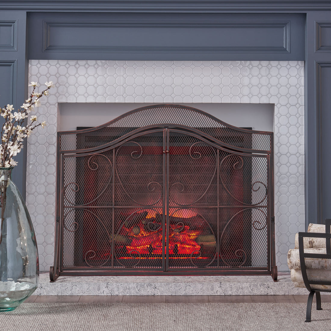 Fire Screen Black Iron