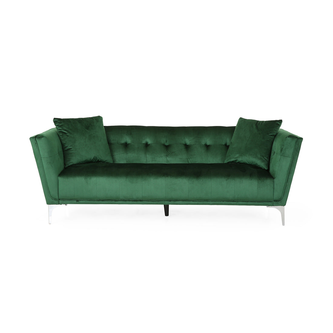 Mirod Comfy 3 Seat Sofa With Metal Legs, Modern For Living Room And Study Emerald Velvet 3 Seat