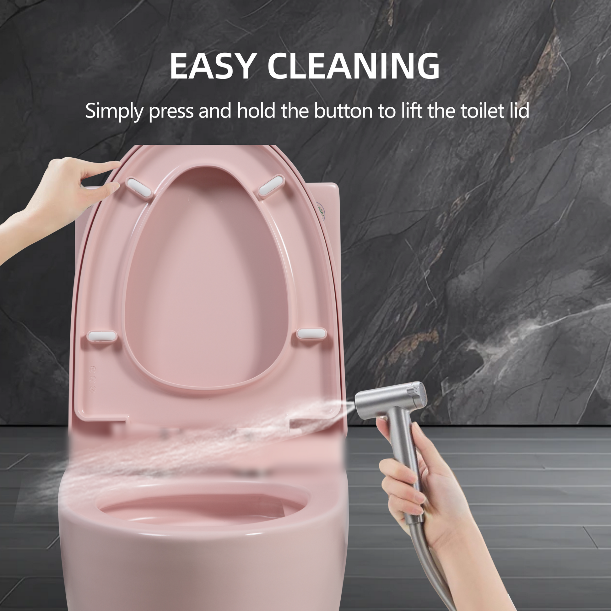 1.1 1.60 Gpf Dual Flush One Piece Toilet, Water Saving Elongated Comfort Height Floor Mounted, Soft Close 1000 Gram Map Flushing Score Toilet, Rose 23T01 Rs Rose Pink Ceramic