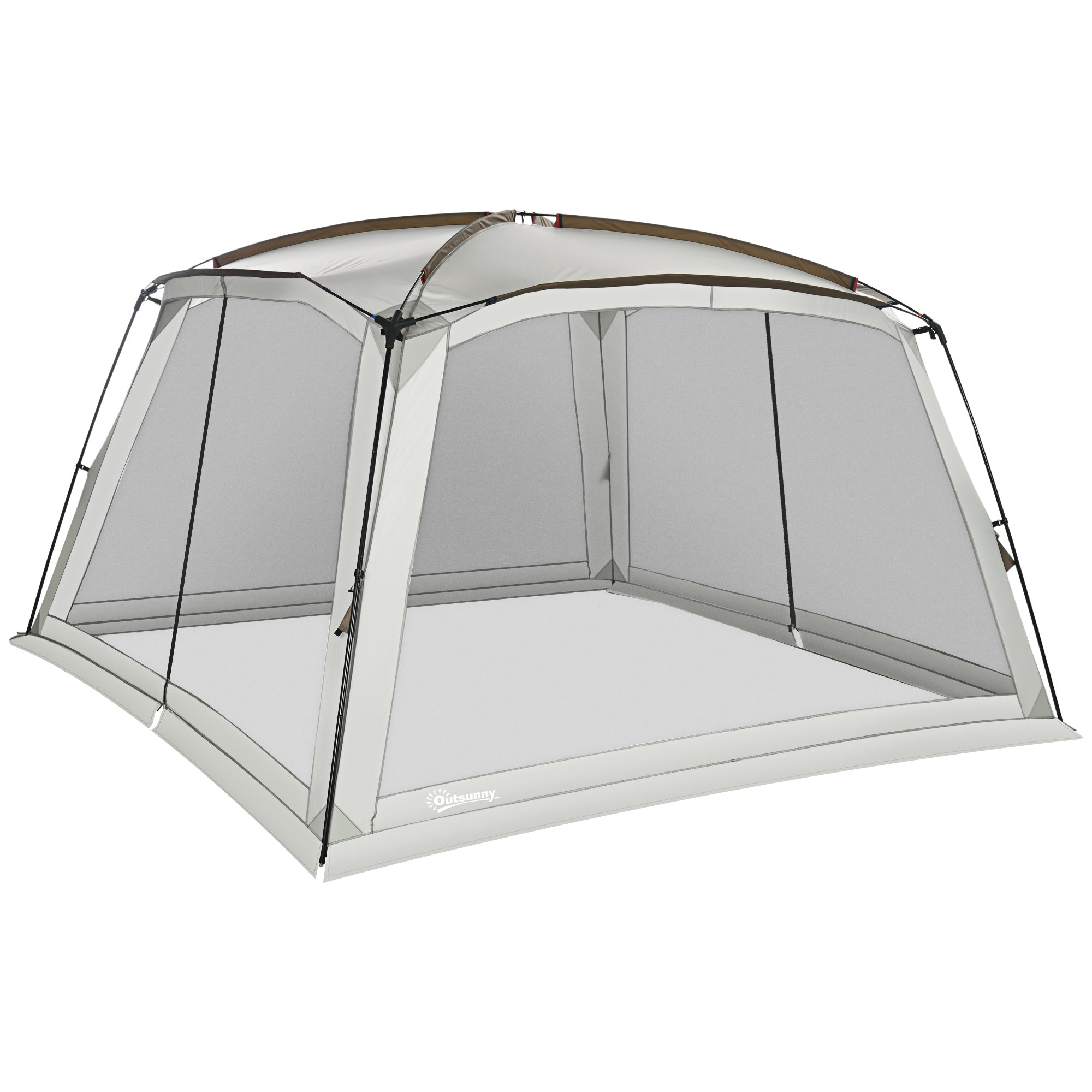 Outsunny 12' X 12' Screen House Room, Uv50 Screen Tent With 2 Doors And Carry Bag, Easy Setup, For Patios Outdoor Camping Activities White Polyester