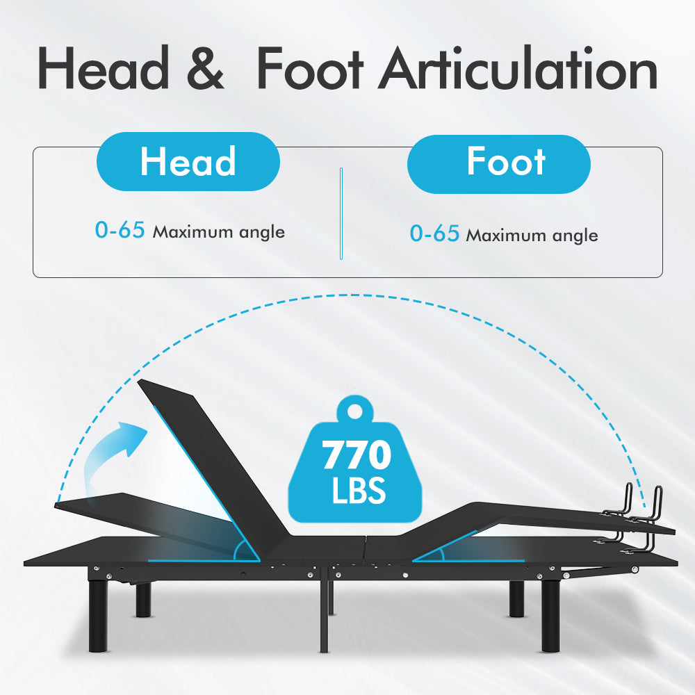 J300 Adjustable Bed Base Frame Twin Xl Head And Foot Incline Zero Gravity Under Bed Lighting Wireless Remote Control Typea Typec Twin Xl Antique Black Metal Bedroom American Design,Antique,Casual,Modern Adjustable Bedbase Steel Steel
