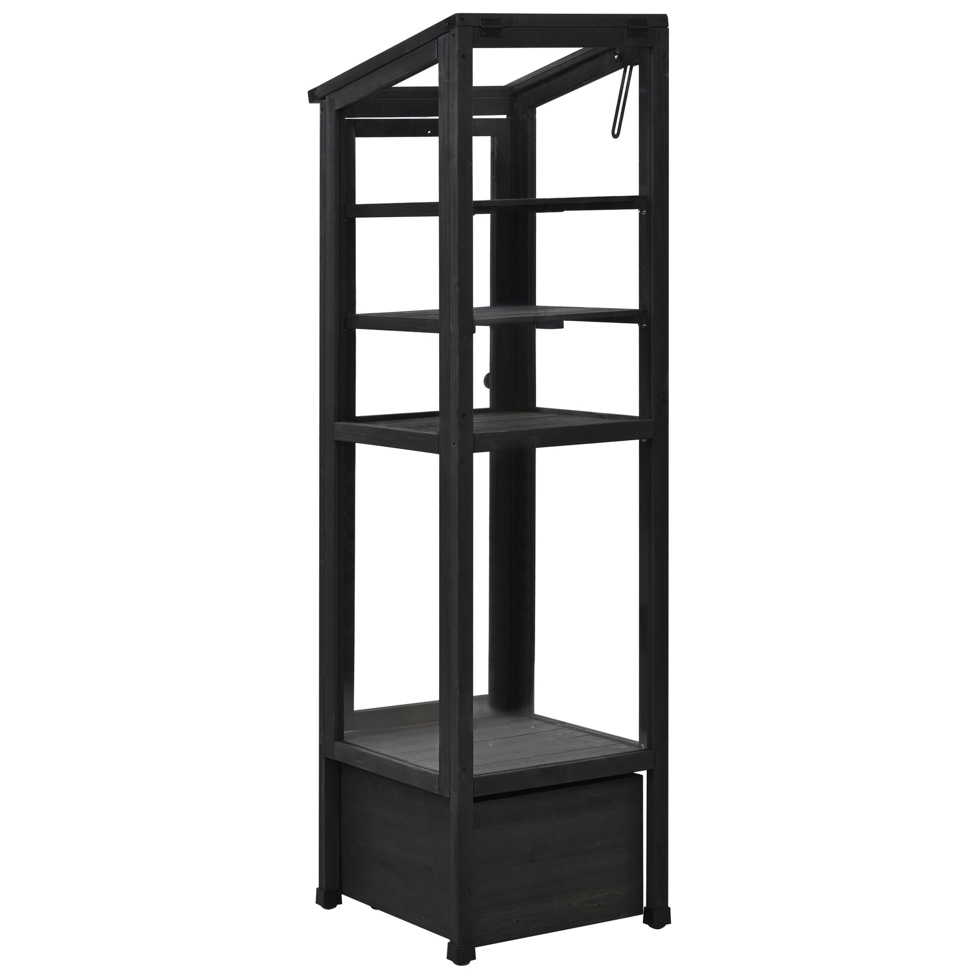 62.4Inch Height Wood Garden Greenhouse Balcony Portable Mini Cold Frame With Movable Storage Box And Adjustable Shelves For Outdoor Indoor Use, Black Black Garden & Outdoor Casual Wood