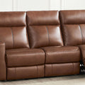 Vienna Power Headrest Zero Gravity Reclining Sofa Brown Genuine Leather Wood Primary Living Space Medium Firm Tight Back Mid Century Modern Eucalyptus Square Arms Memory Foam Leather 3 Seat